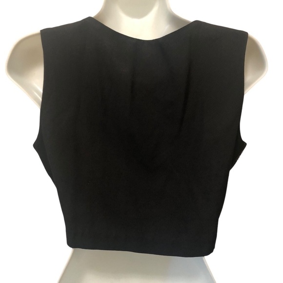 VTG 80’s Cropped Button Front Black Floral Embroidered Vest Size 3 JR Dressy - Picture 3 of 8